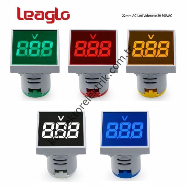 LEAGLO AD22-22VM-S-AC-R Kare AC Led Voltmetre 22mm 20-500VAC