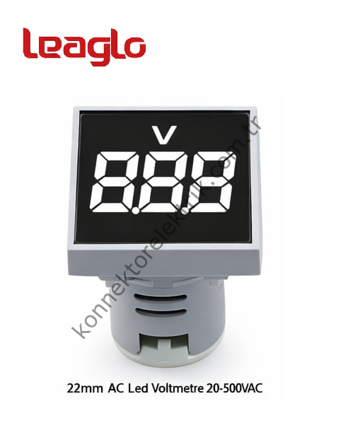 LEAGLO AD22-22VM-S-AC-W Kare AC Led Voltmetre 22mm 20-500VAC