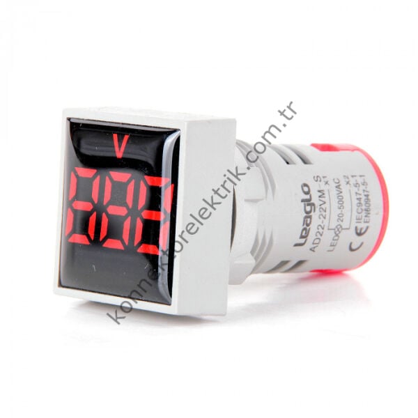 LEAGLO AD22-22VM-S-DC-R Kare DC LED Voltmetre 22mm 5-60VDC