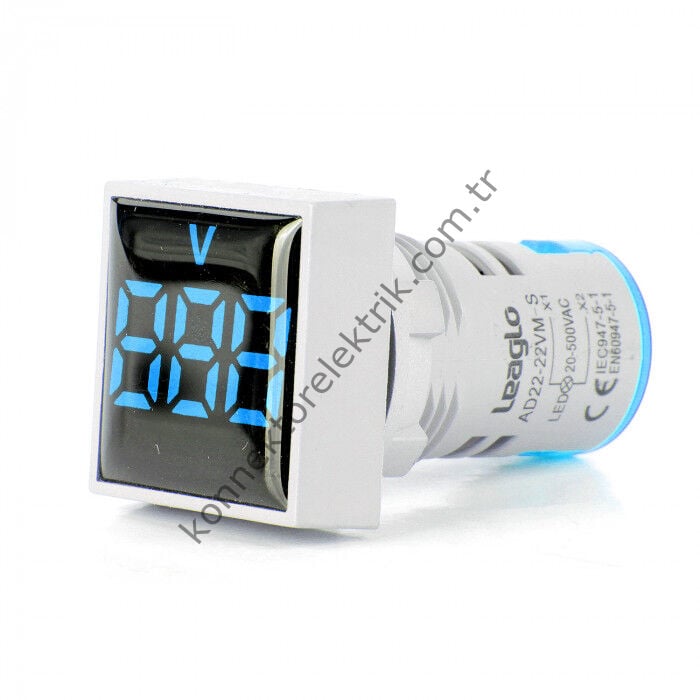 LEAGLO AD22-22VM-S-DC-B Kare DC LED Voltmetre 22mm 5-60VDC