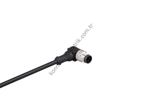 SOLJEX M12 90° Açılı 5mt Kablolu 3 Pin Erkek Konnektör