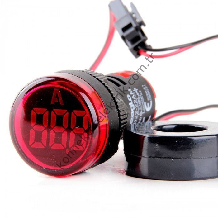 LEAGLO AD22-22AM-AC-R Yuvarlak Ampermetre Akım Trafolu 22mm 0-100A