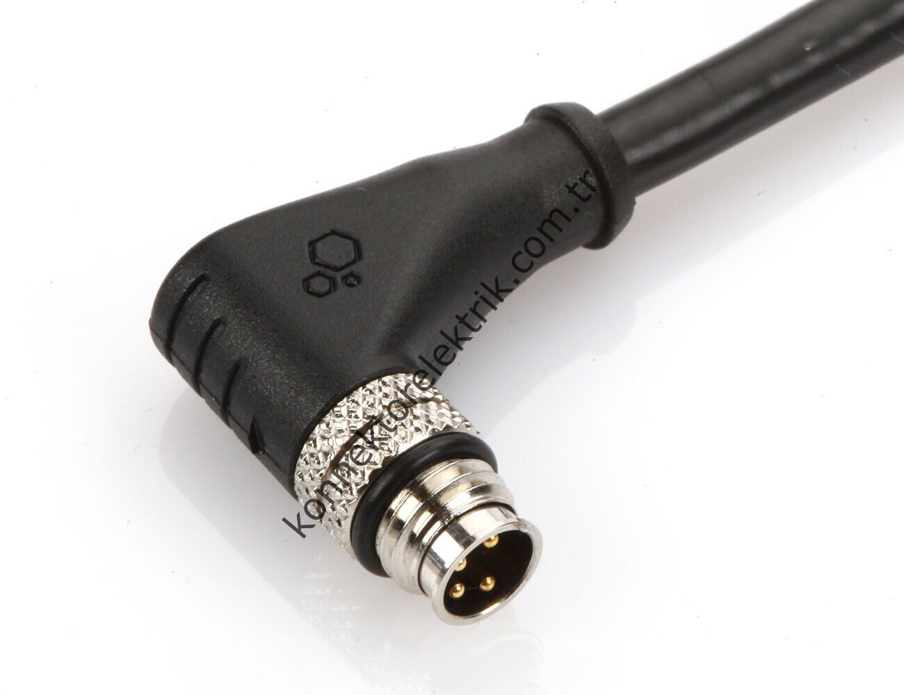 SOLJEX M12 90° Açılı 2mt. Kablolu 4 Pin Erkek Konnektör