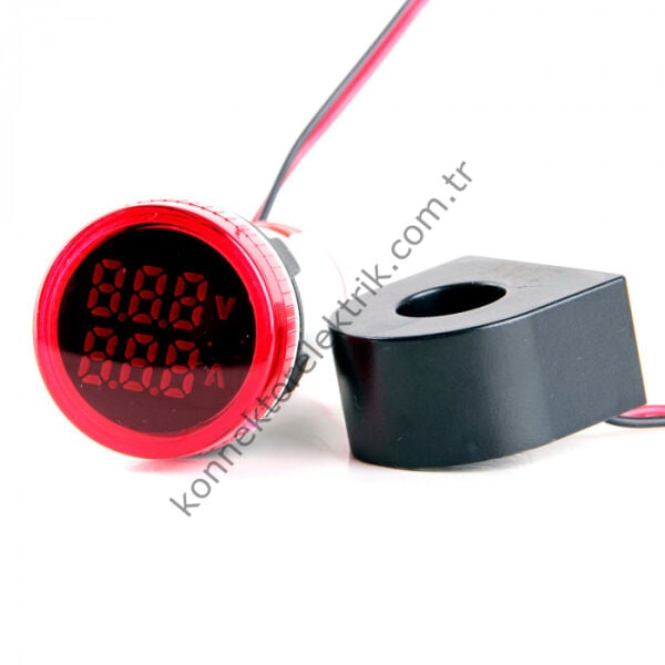 LEAGLO AD22-22VAM-AC-R  Voltmetre & Ampermetre Akım Trafolu 22mm 20-500V AC & 0-100A