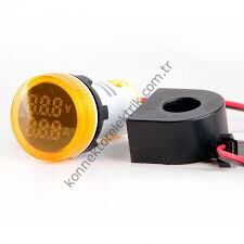 LEAGLO AD22-22VAM-AC-Y Voltmetre & Ampermetre Akım Trafolu 22mm 20-500V AC & 0-100A