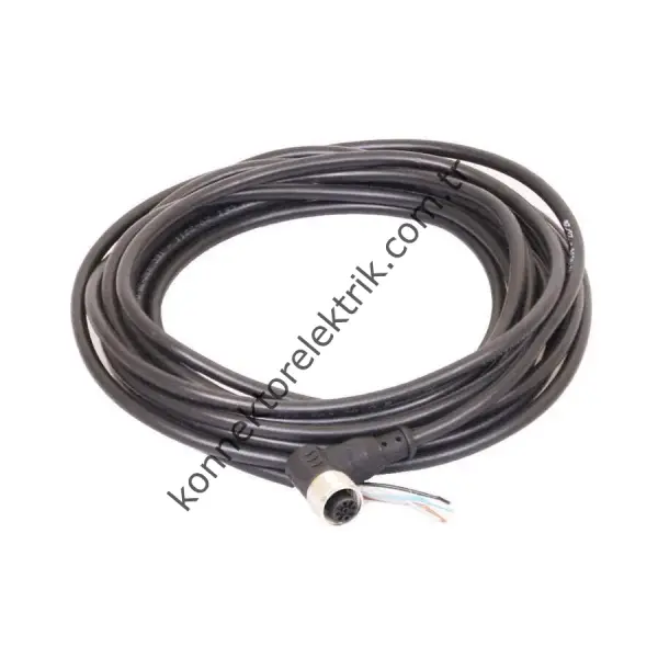 SOLJEX M12 90° Açılı 5mt. Kablolu 5 Pin Dişi Konnektör