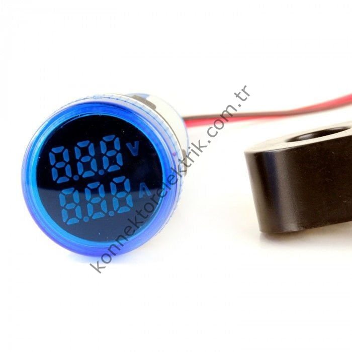 LEAGLO AD22-22VAM-AC-B Voltmetre & Ampermetre Akım Trafolu 22mm 20-500V AC & 0-100A