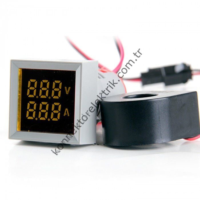 LEAGLO AD22-22VAM-S-AC-Y Voltmetre & Ampermetre Akım Trafolu 22mm 20-500V AC & 0-100A