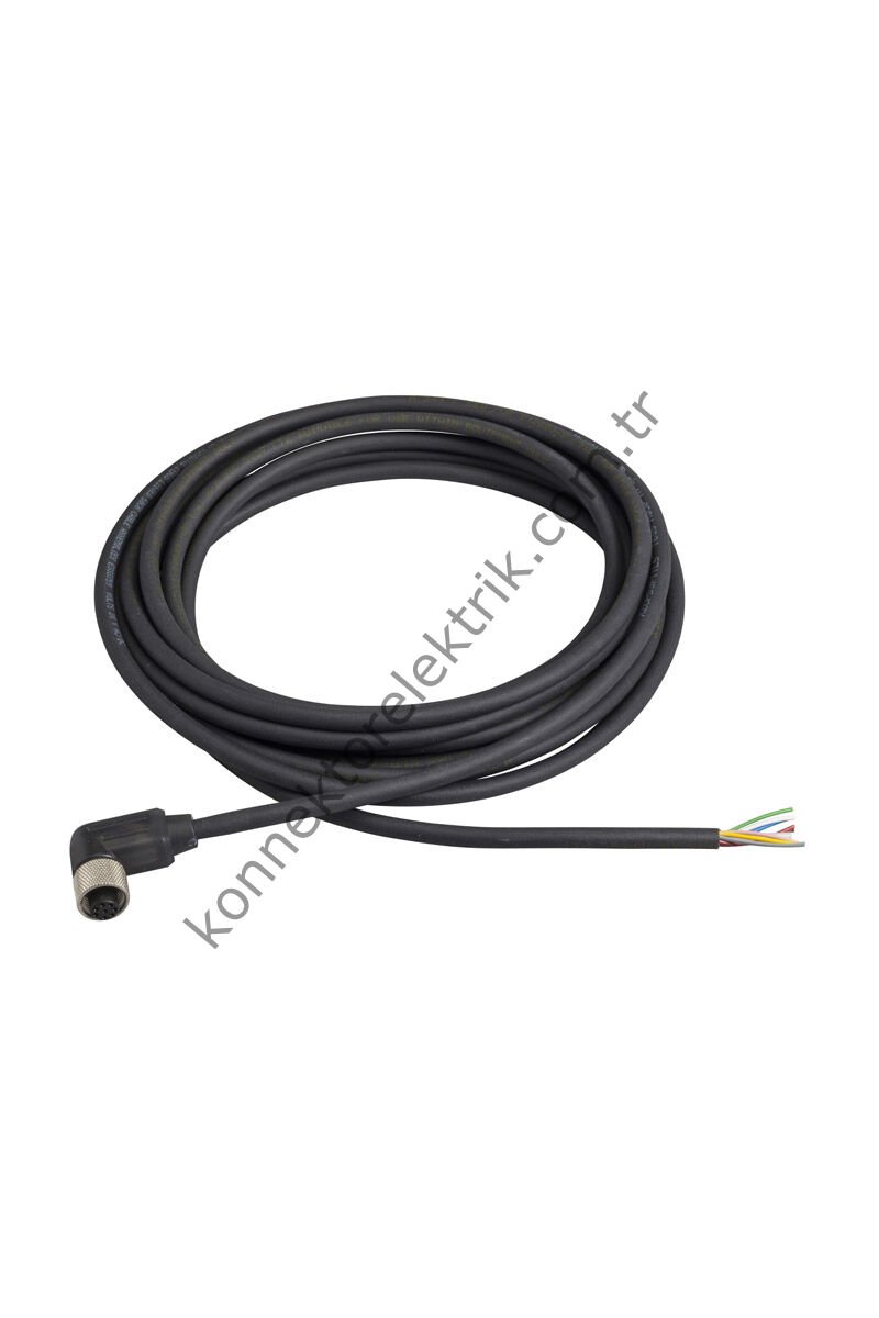 SOLJEX M12 90° Açılı 3mt Kablolu 8 Pin Dişi Konnektör