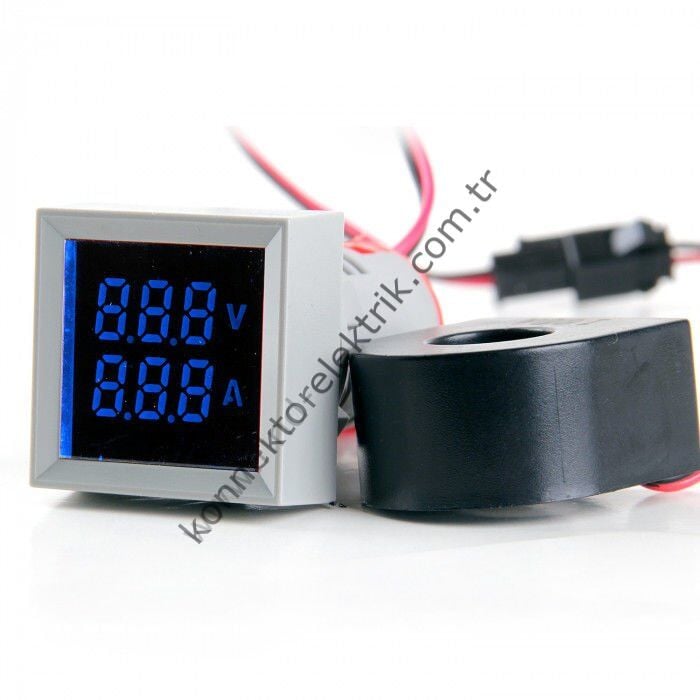 LEAGLO AD22-22VAM-S-AC-B Voltmetre & Ampermetre Akım Trafolu 22mm 20-500V AC & 0-100A