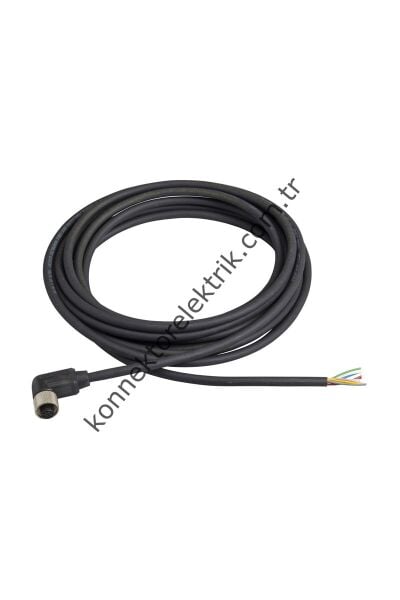 SOLJEX M12 90° Açılı 5mt. Kablolu 8 Pin Dişi Konnektör