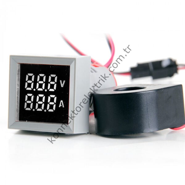 LEAGLO AD22-22VAM-S-AC-W Voltmetre & Ampermetre Akım Trafolu 22mm 20-500V AC & 0-100A