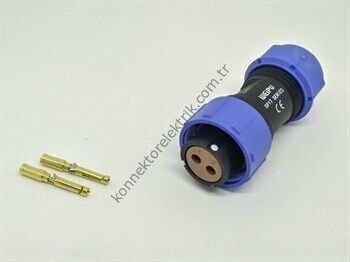 WEIPU SP1710/S2 2 Pin Sıkmalı (Crimp Contact) IP68 Plastik Kasa Kablo Tipi Dişi Su Geçirmez Konnektör