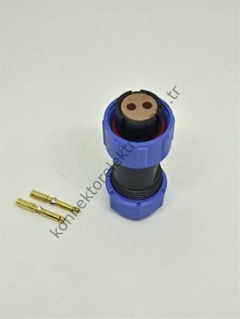 WEIPU SP1710/S2 2 Pin IP68 Plastik Kasa Sıkmalı(Crimp) Pin Kablo Tipi Dişi Su Geçirmez Konnektör