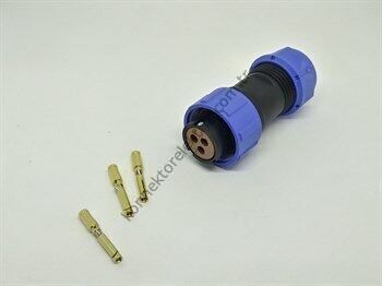 WEIPU SP1710/S3 3 Pin Sıkmalı (Crimp Contact) IP68 Plastik Kasa Kablo Tipi Dişi Su Geçirmez Konnektör