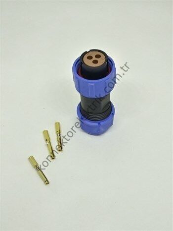 WEIPU SP1710/S3 3 Pin Sıkmalı (Crimp Contact) IP68 Plastik Kasa Kablo Tipi Dişi Su Geçirmez Konnektör
