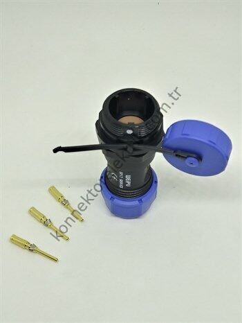 WEIPU SP1711/P2 2 Pin Sıkmalı (Crimp Contact) IP68 Plastik Kasa Karşıt Kablo Tipi Erkek Su Geçirmez Konnektör