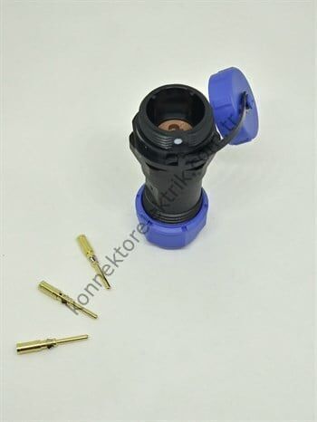 WEIPU SP1711/P3 3 Pin Sıkmalı (Crimp Contact) IP68 Plastik Kasa Karşıt Kablo Tipi Erkek Su Geçirmez Konnektör
