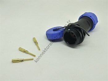 WEIPU SP1711/P3 3 Pin Sıkmalı (Crimp Contact) IP68 Plastik Kasa Karşıt Kablo Tipi Erkek Su Geçirmez Konnektör