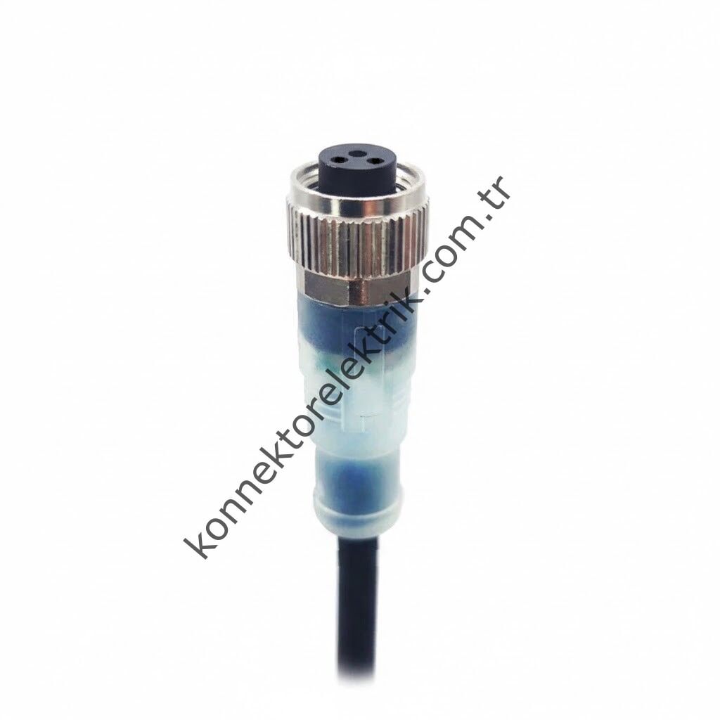 SOLJEX Ledli M12 5mt Kablolu 3 Pin Dişi Konnektör