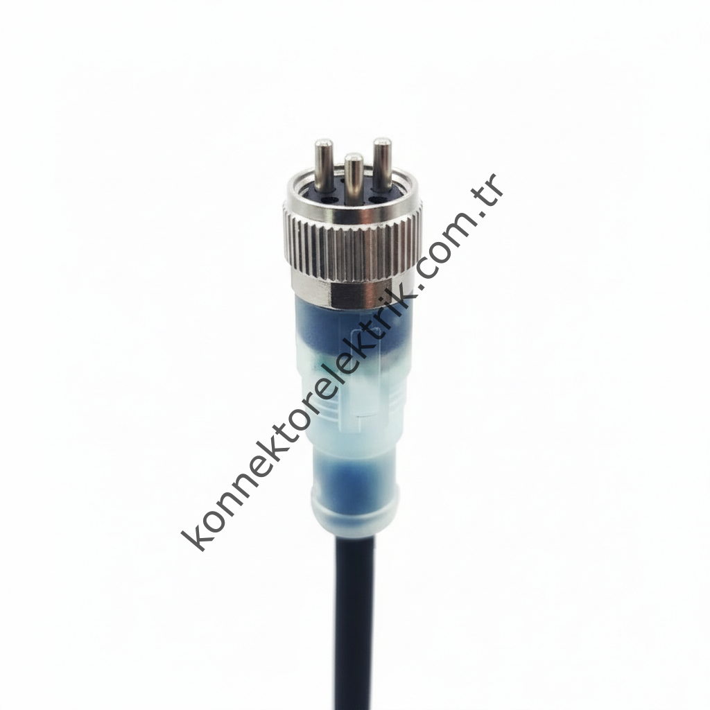 SOLJEX Ledli M12 5mt. Kablolu 3 Pin Erkek Konnektör