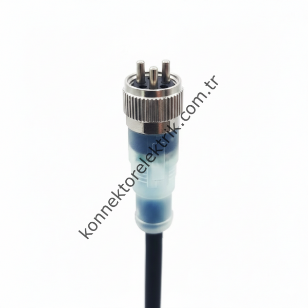 SOLJEX Ledli M12 5mt. Kablolu 3 Pin Erkek Konnektör