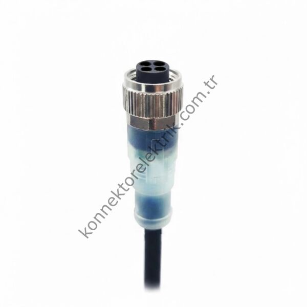 SOLJEX Ledli M12 2mt Kablolu 4 Pin Dişi Konnektör