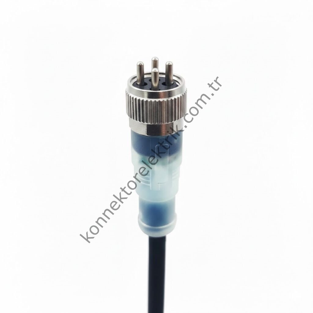 SOLJEX Ledli M12 2mt Kablolu 4 Pin Erkek Konnektör