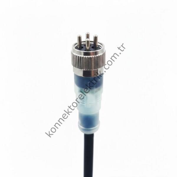 SOLJEX Ledli M12 2mt. Kablolu 4 Pin Erkek Konnektör