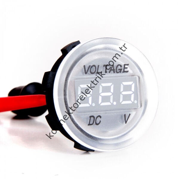 LEAGLO GV30-W-R Su Geçirmez 30mm Düz Cam DC Voltmetre 5-48V DC
