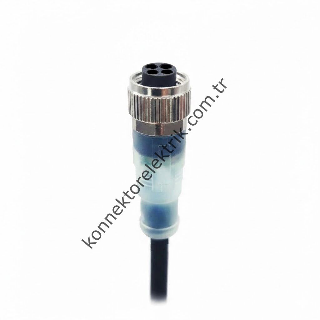 SOLJEX Ledli M12 5mt Kablolu 4 Pin Dişi Konnektör