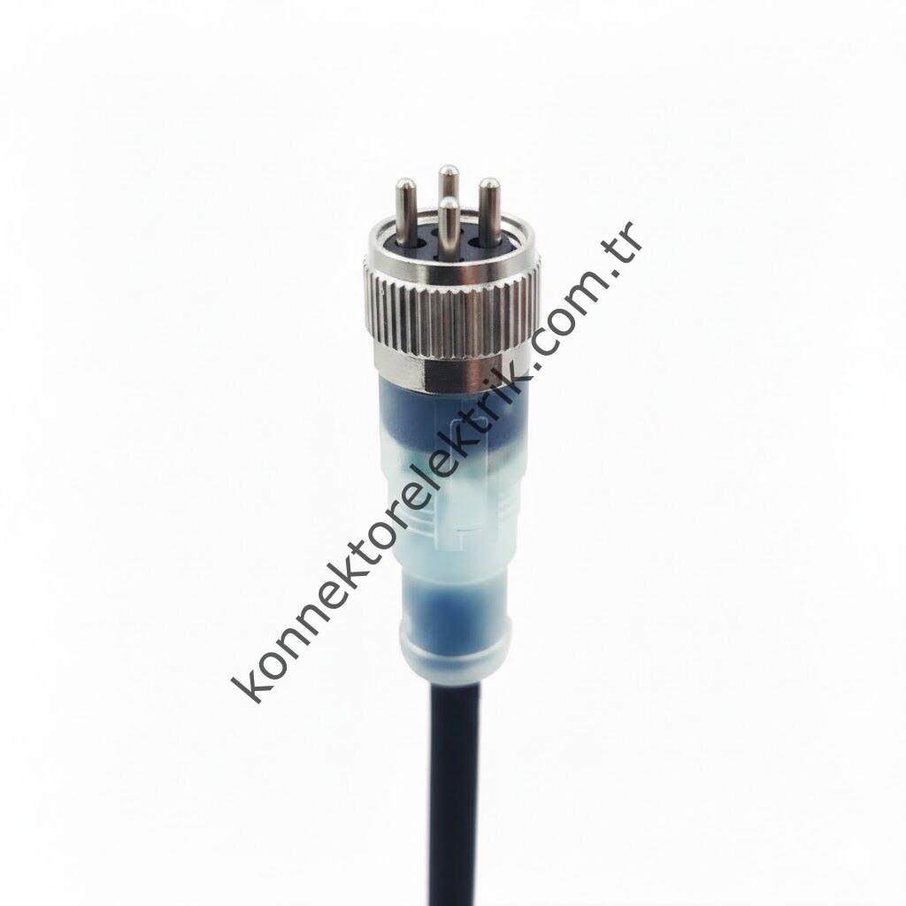 SOLJEX Ledli M12 5mt Kablolu 4 Pin Erkek Konnektör