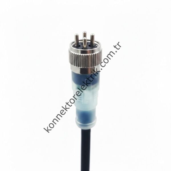 SOLJEX Ledli M12 5mt Kablolu 4 Pin Erkek Konnektör