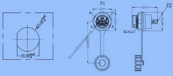 BUTTO SS22-2USB2.0 SS Serisi 22mm USB ve RJ45 Panel Tipi Konnektör