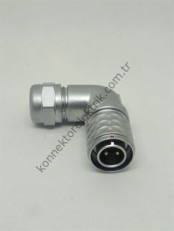 WEIPU SF1214/P2 2 Pin IP67 Metal Kasa 90° Açılı Kablo Tipi Erkek Su Geçirmez Konnektör