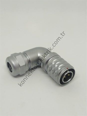 WEIPU SF1214/P2 2 Pin IP67 Metal Kasa 90° Açılı Kablo Tipi Erkek Su Geçirmez Konnektör