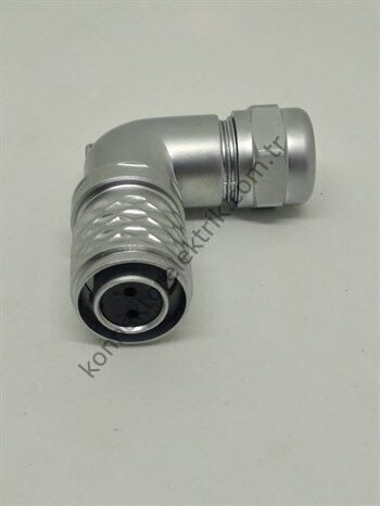 WEIPU SF1214/S2 2 Pin IP67 Metal Kasa 90° Açılı Kablo Tipi Dişi Su Geçirmez Konnektör