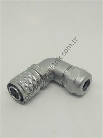 WEIPU SF1214/S2 2 Pin IP67 Metal Kasa 90° Açılı Kablo Tipi Dişi Su Geçirmez Konnektör