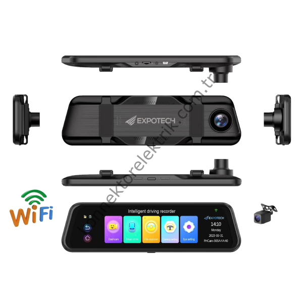 EXPOTECH EX-CR57DVR 4K Ön ve Arka Kameralı Araç İçi Dikiz Aynası DVR (Dash Cam)