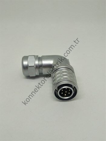 WEIPU SF1214/P7 7 Pin IP67 Metal Kasa 90° Açılı Kablo Tipi Erkek Su Geçirmez Konnektör