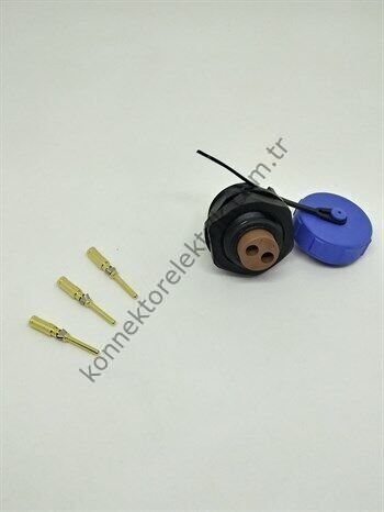 WEIPU SP1712/P2 2 Pin Sıkmalı (Crimp Contact) IP68 Plastik Kasa Panel Tipi Erkek Su Geçirmez Konnektör