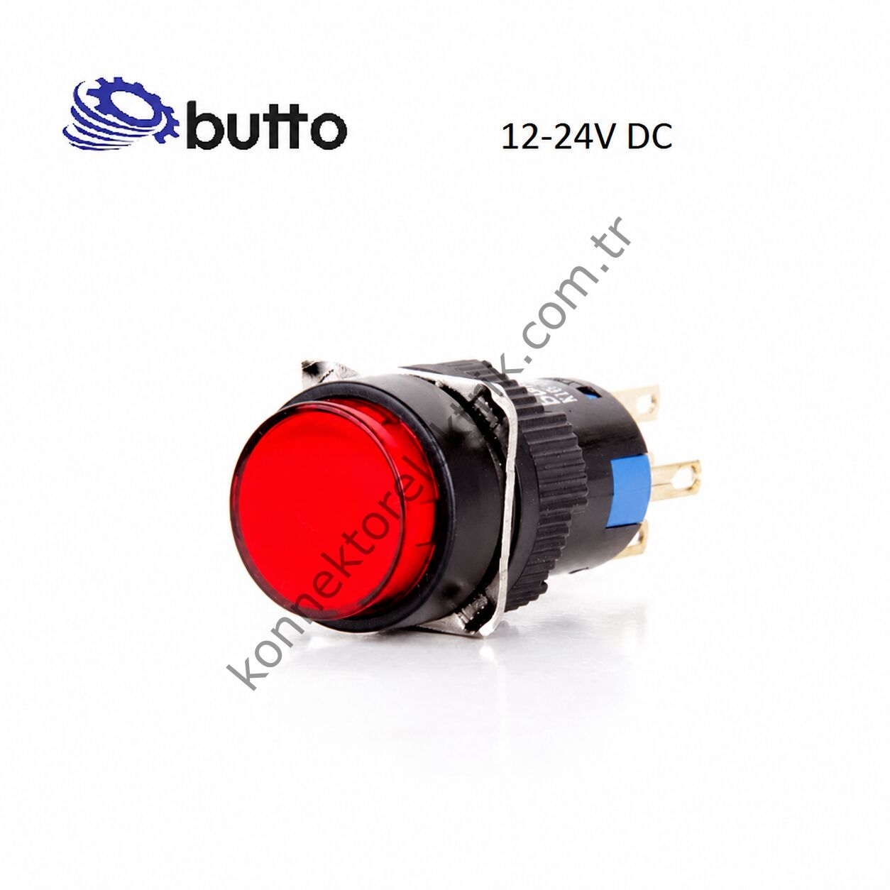BUTTO K16-170-RD K Serisi 16mm Yuvarlak Plastik Gövde Kırmızı Sinyal Lambası 2 Pin