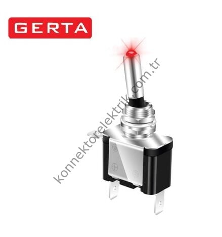GERTA G5M-513-FB Serisi 20A12-24V Mavi Işıklı Tek Kutuplu Metal Kafa Toggle Switch